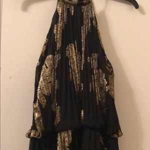 Gold and black halter dress